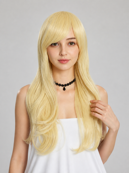 Long Blonde Wig with Bangs, Curly Costume Wig Costume Wigs detail