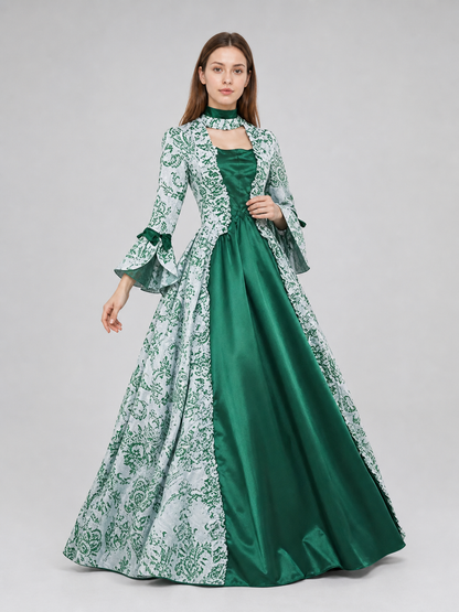 Long Evening Dress with Flared Sleeves