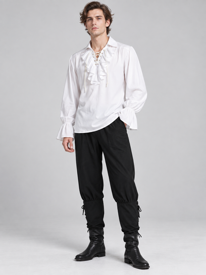 Medieval-Style Costume: White Shirt and Black Pants