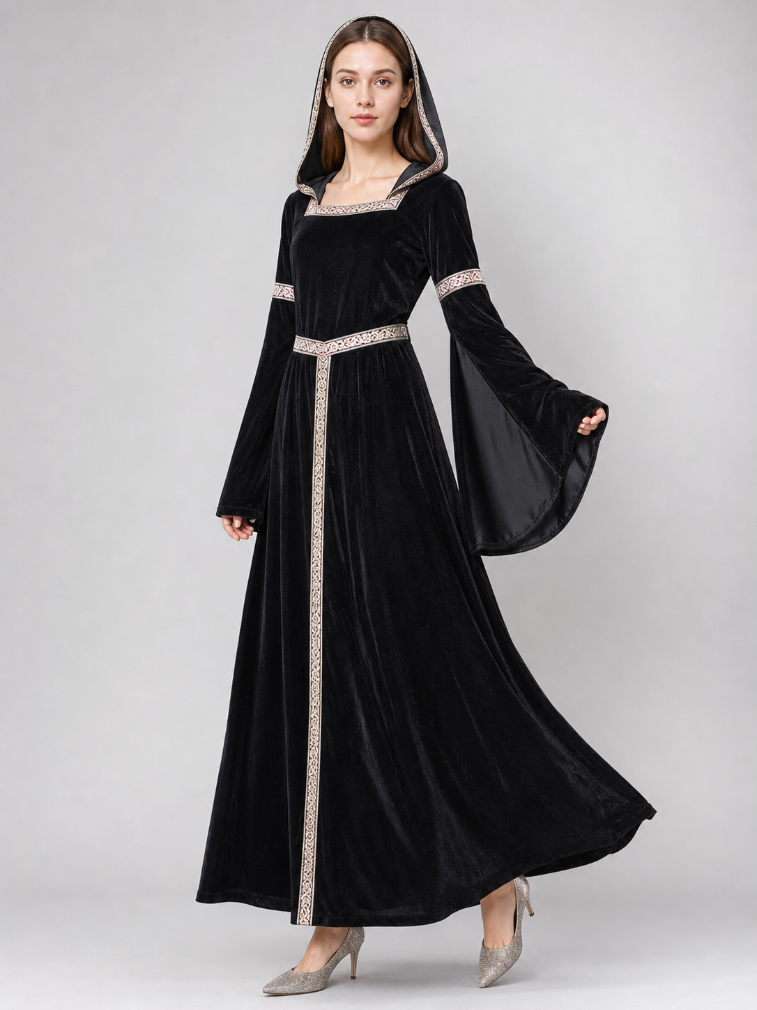 Zombie costume, medieval hooded dress