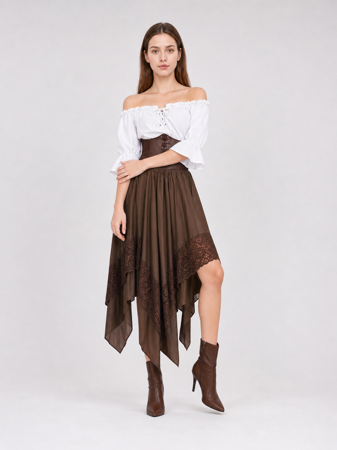 Pirate-Style Costume: Blouse, Corset, and Skirt