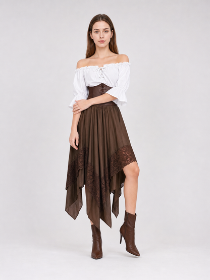 Pirate-Style Costume: Blouse, Corset, and Skirt