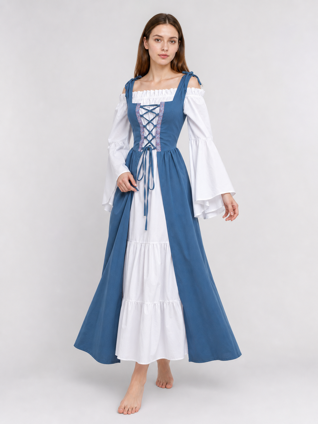 Medieval-Style Dress with a Square Neckline