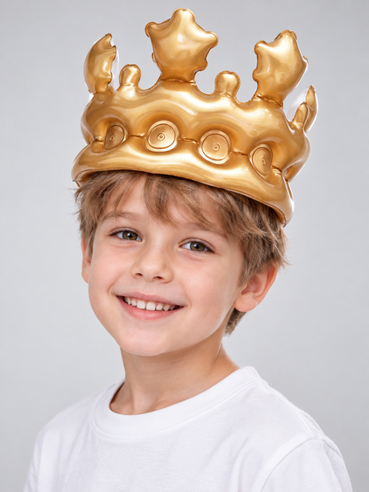Inflatable Crown Gold Glossy PVC with Tall Points