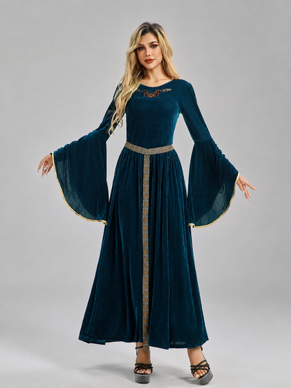 Dark Blue Medieval-Style Carnival Dress Costume Dresses detail