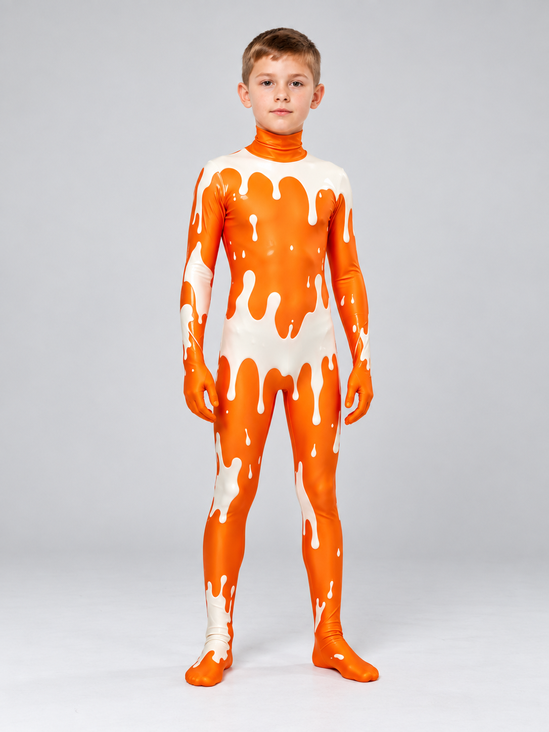 Clown Bodysuit Costume with Enclosed Headpiece Costume Headwear detail