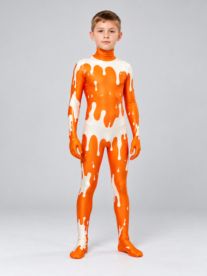 Clown Bodysuit Costume with Enclosed Headpiece Costume Headwear detail