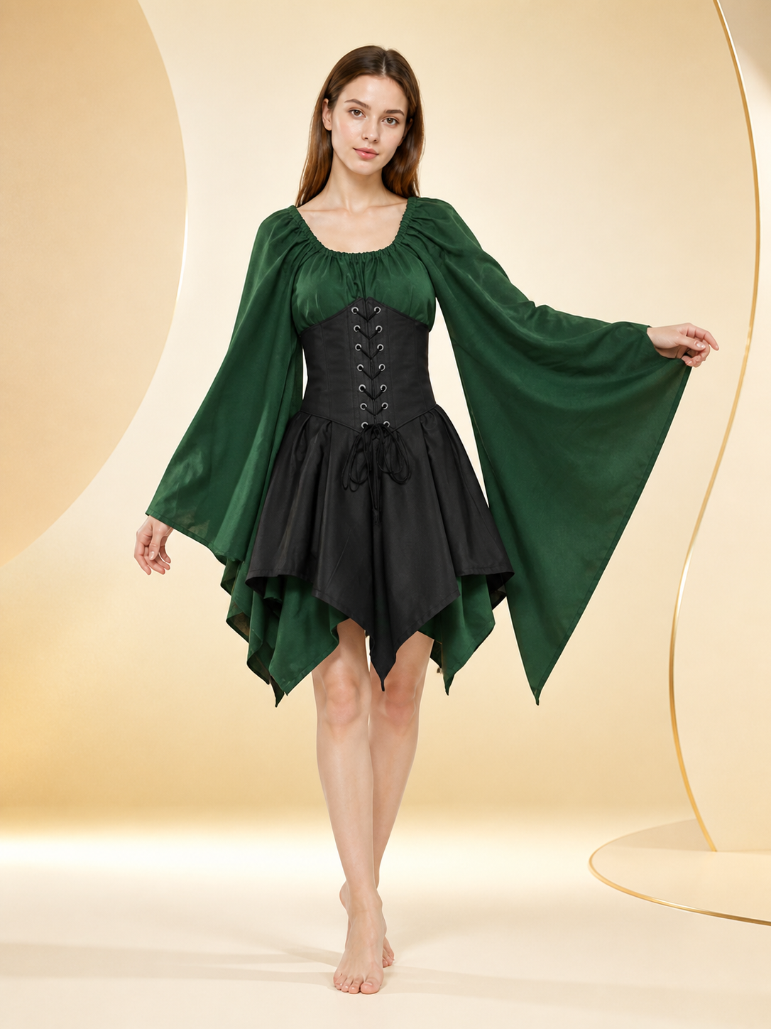 Witch Costume: Dark Green and Black Dress