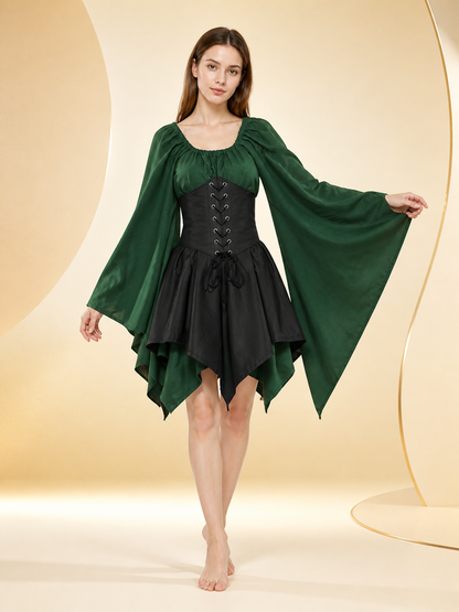 Witch Costume: Dark Green and Black Dress