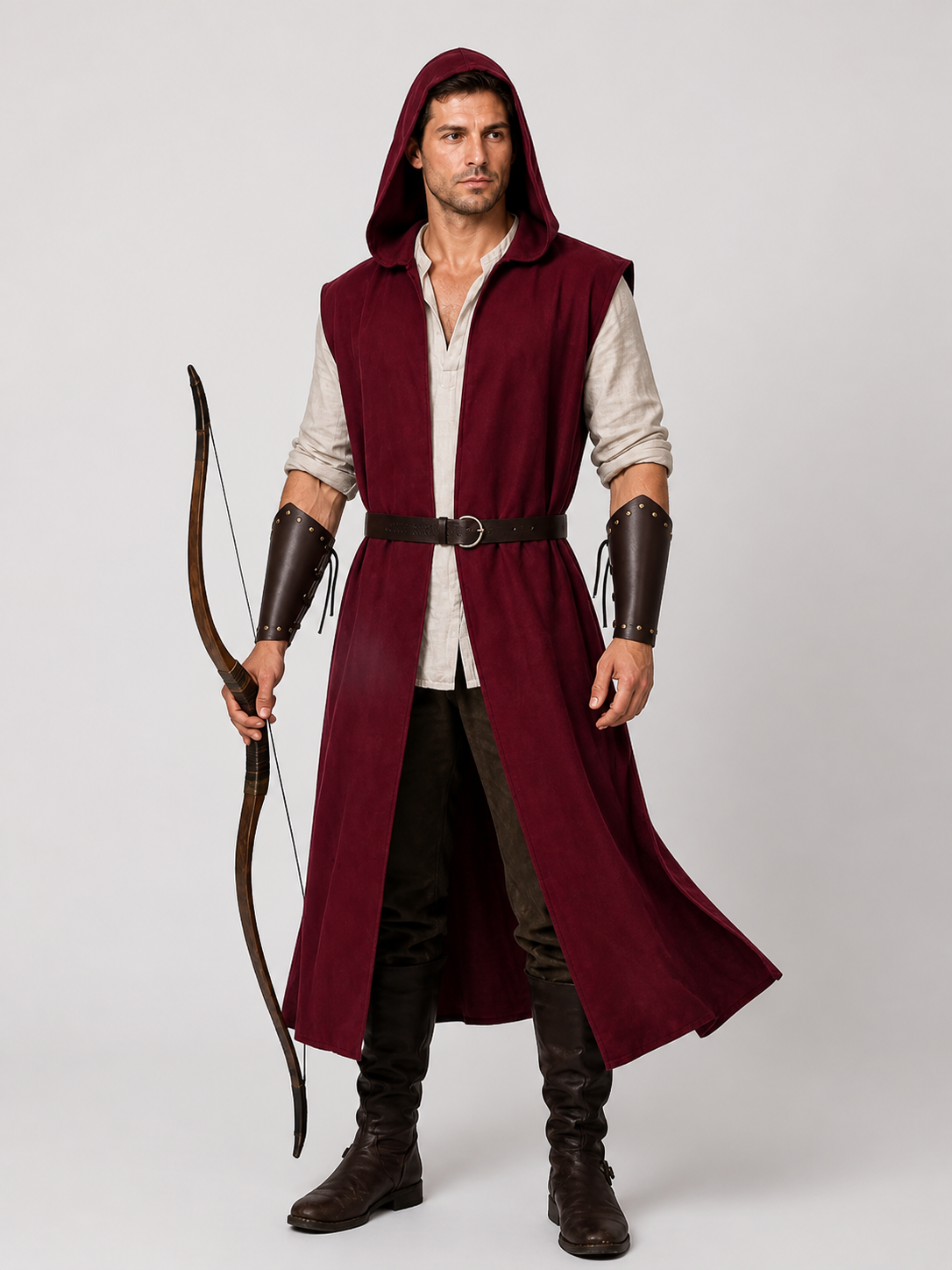 Medieval Hooded Archer Costume for Cosplay