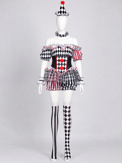 Clown Costume with Hat and Stockings