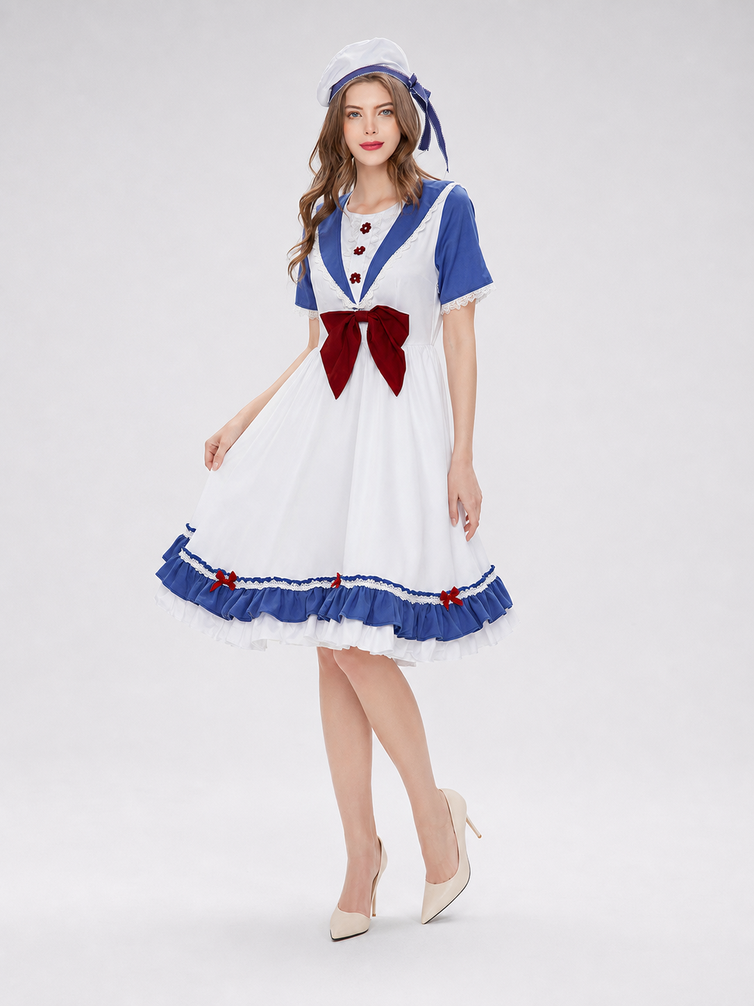 Cosplay Dress Costume with a Bow and Ruffles
