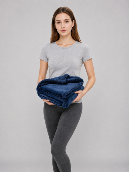 Reversible Dark Blue Pet Blanket Wearable Blankets detail