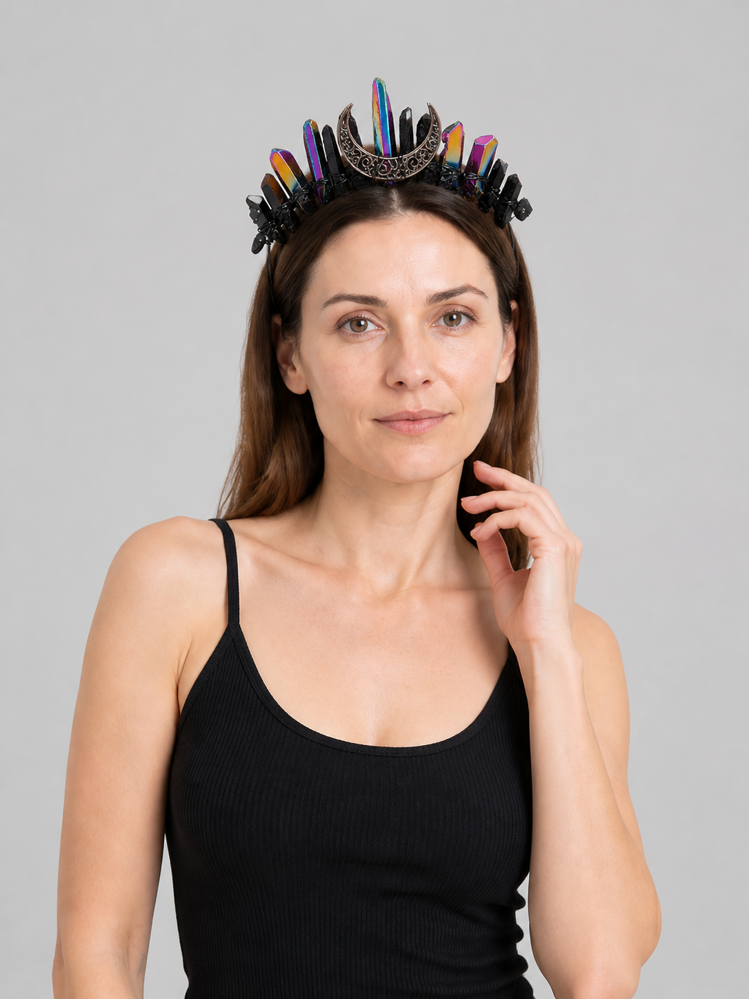 Costume Headband with Crystals and Moon Costume Headwear detail