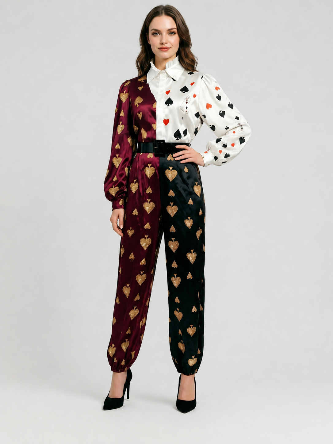 Cosplay Jumpsuit with Playing Card Suits
