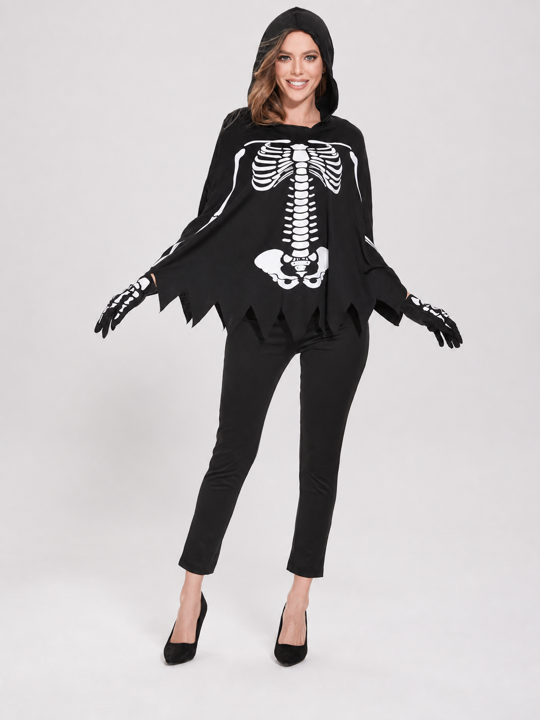 Hooded Cape with White Skeleton