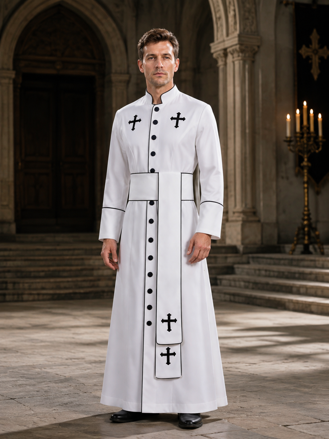 Gothic Stage Costume Coat with Belt for Cosplay Costumes detail