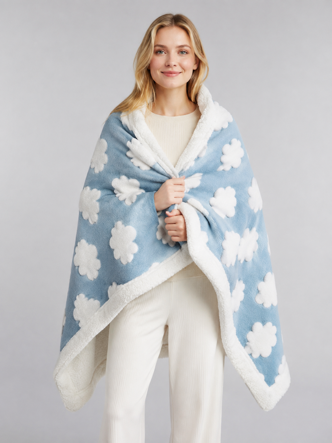 Pet Blanket with White Clouds Wearable Blankets detail