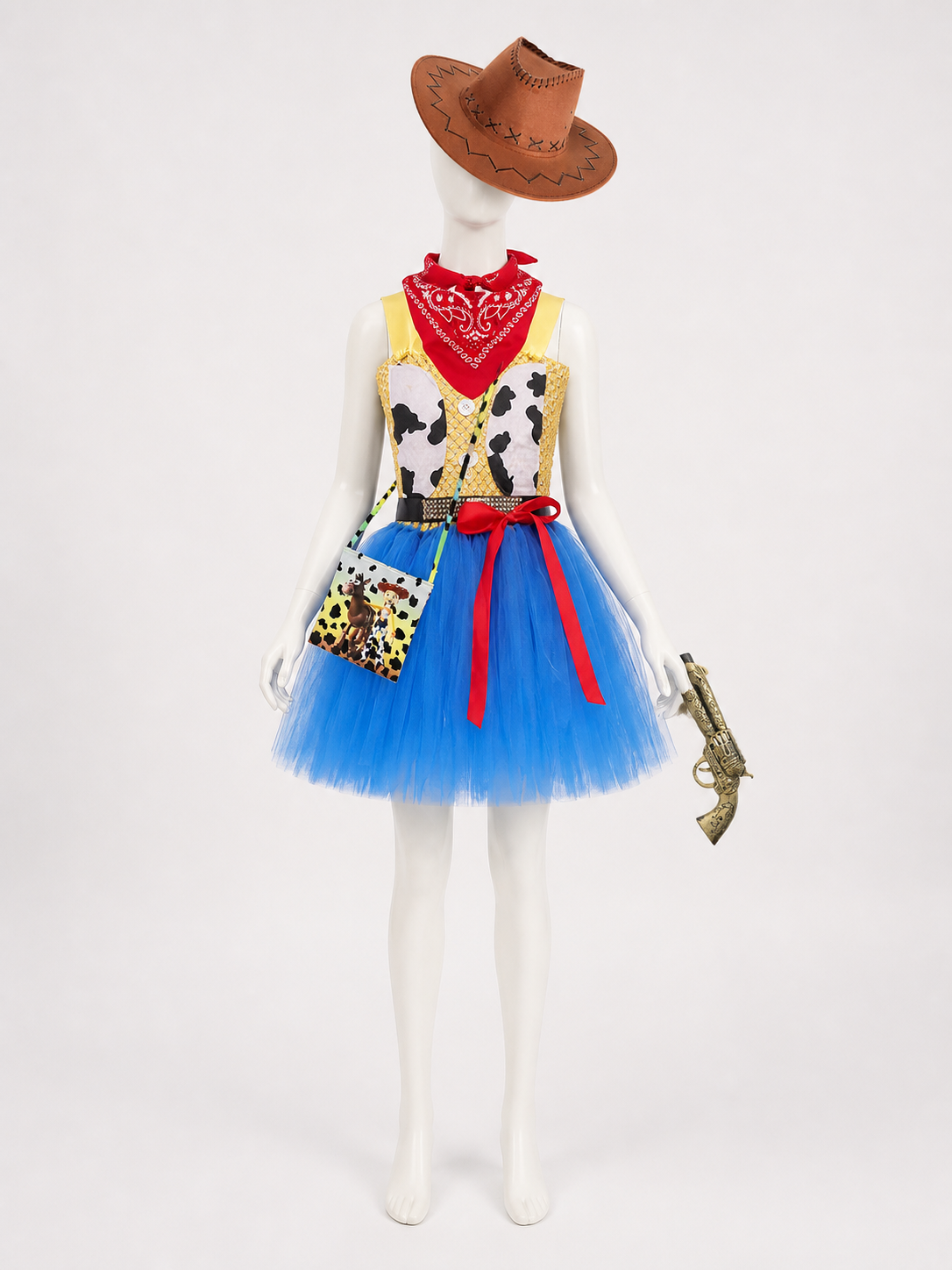 Halloween Cowboy Costume with Skirt on-model front view
