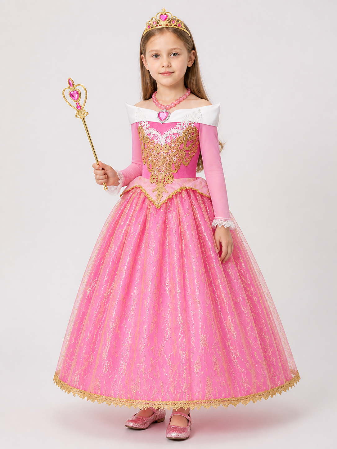 Pink and Gold Princess Costume with Accessories Costume Accessories detail
