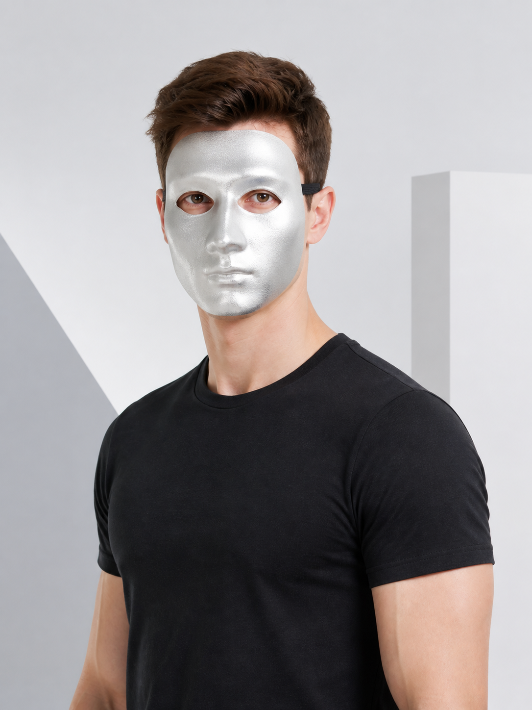 Silver Carnival Half-Mask for Halloween Costume Masks detail