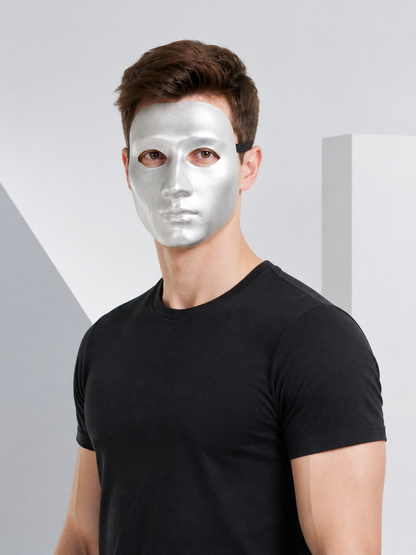 Silver Carnival Half-Mask for Halloween Costume Masks detail