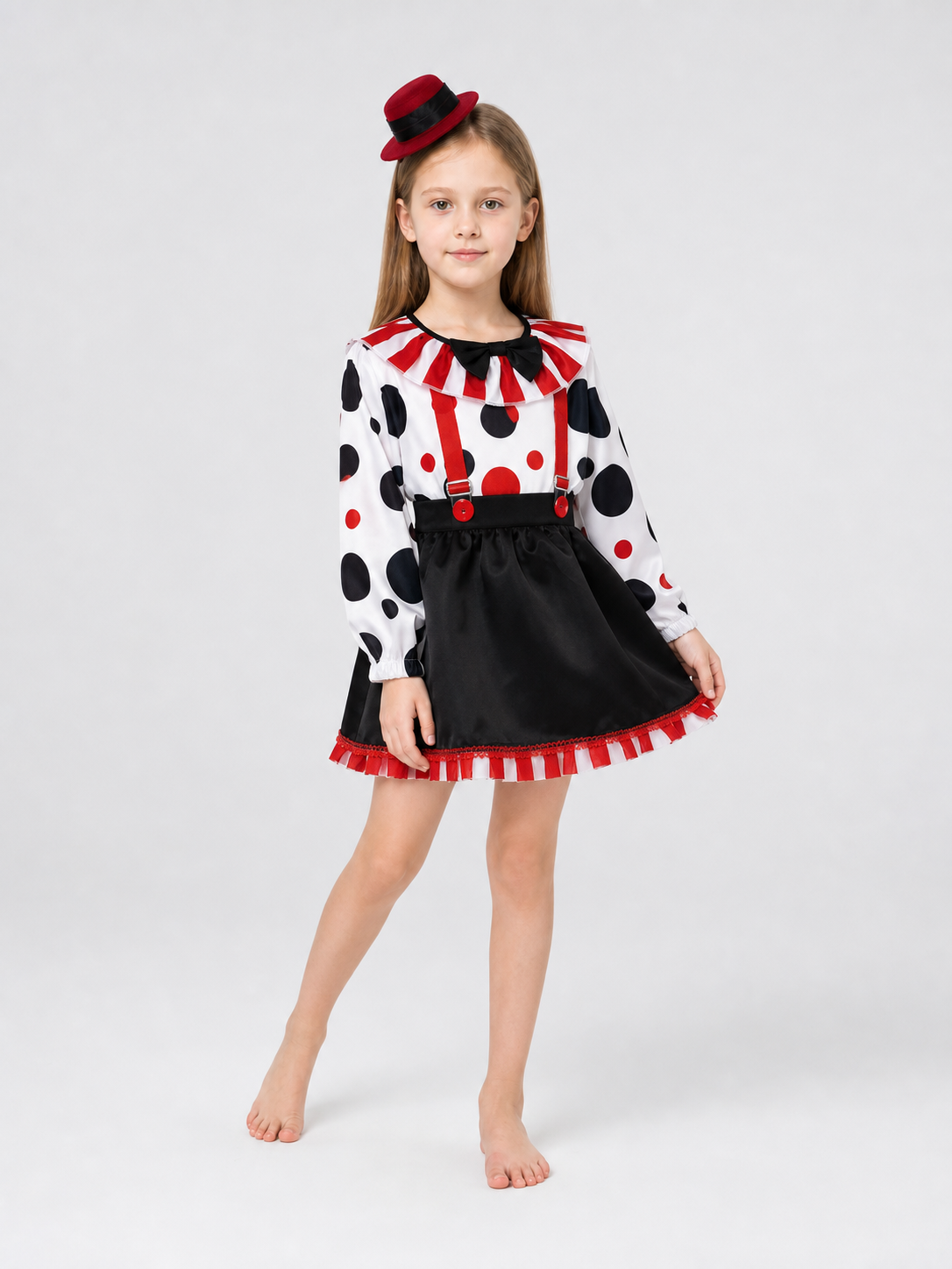 Children's Clown Costume with Skirt and Hat for Stage Performances