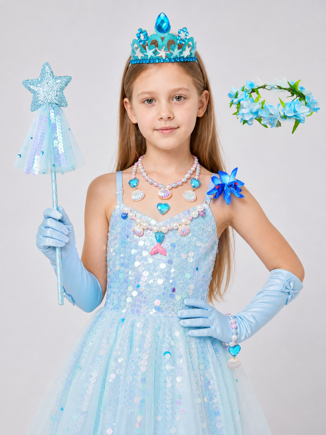 Mermaid Carnival Crown Headpiece for Halloween Costume Headwear detail