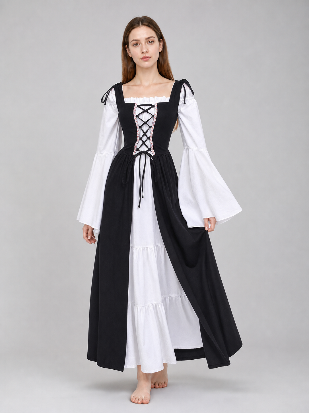 Gothic Medieval Dress with Corset Bodice