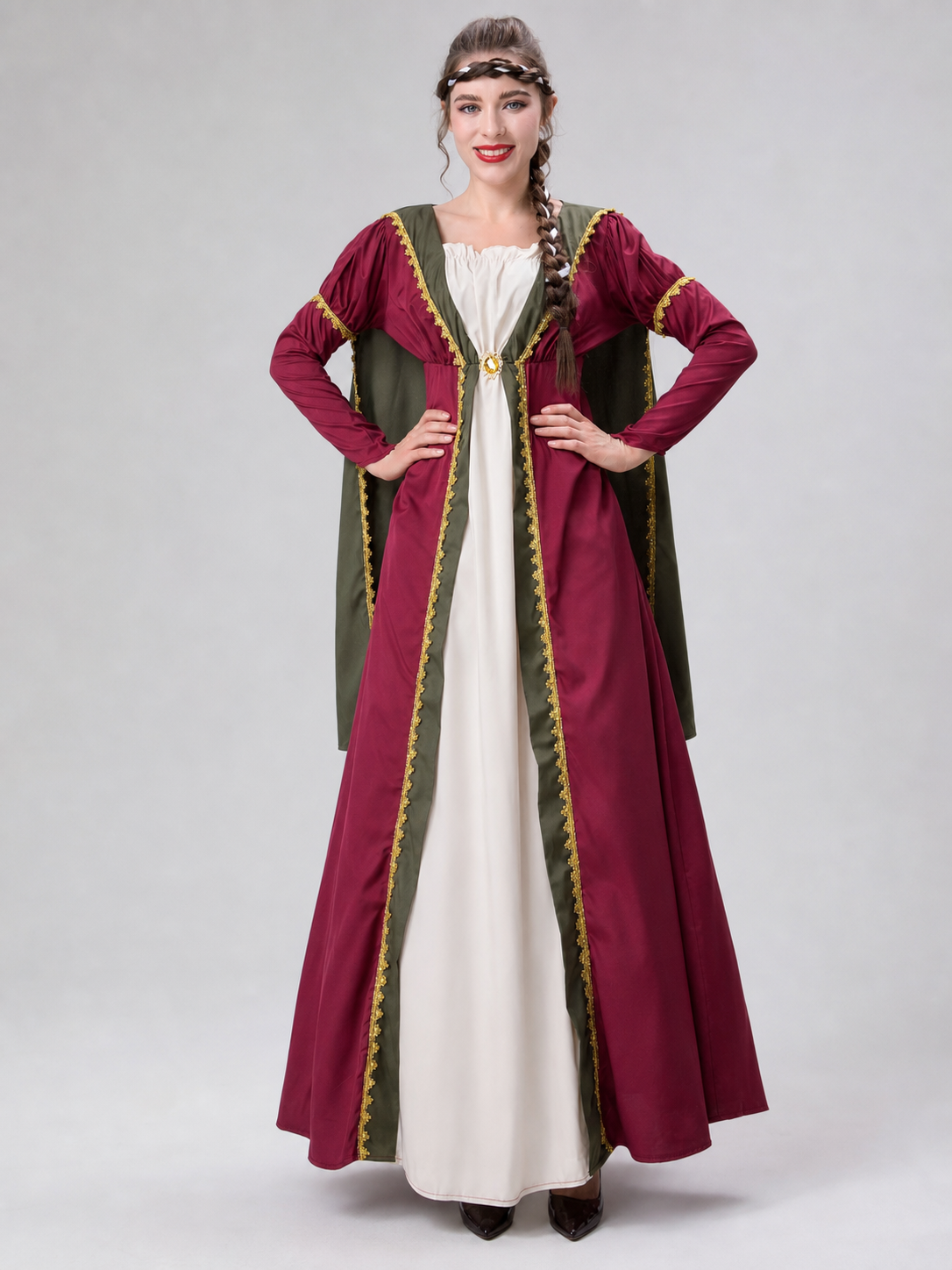 Retro Costume with Dress and Cloak for Role-Playing Looks
