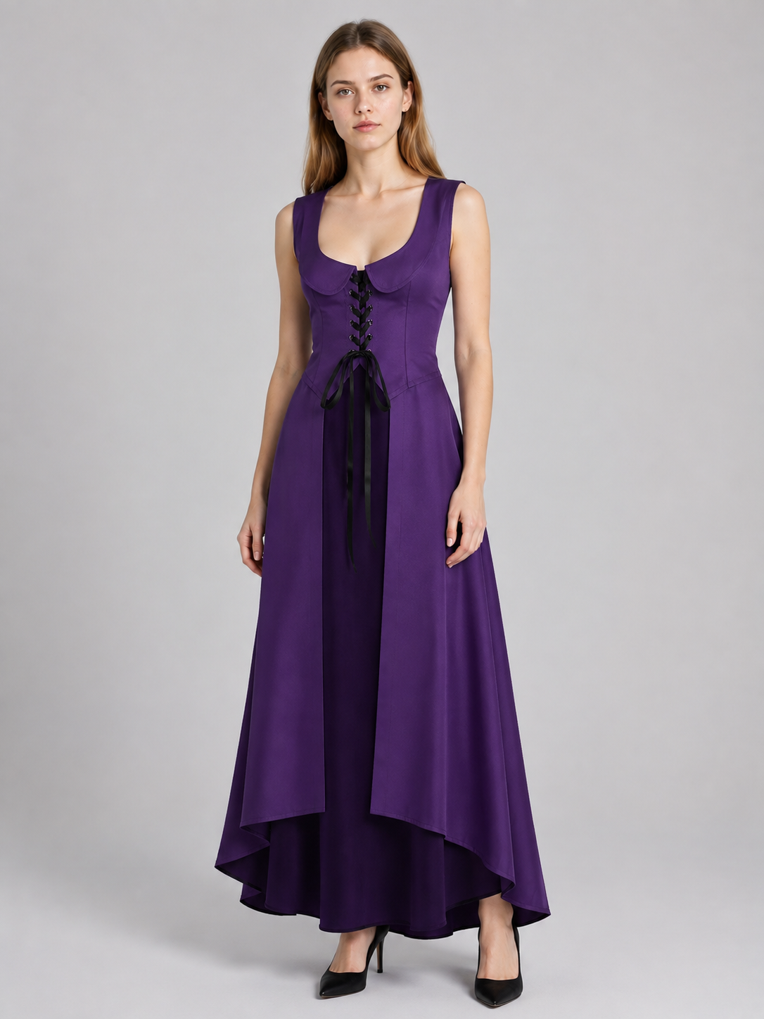 Purple Cosplay Dress with Black Lacing Costume Dresses detail
