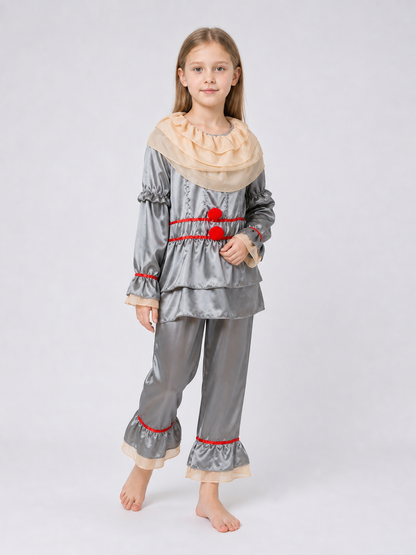 Clown Costume with Ruffles and Red Trim