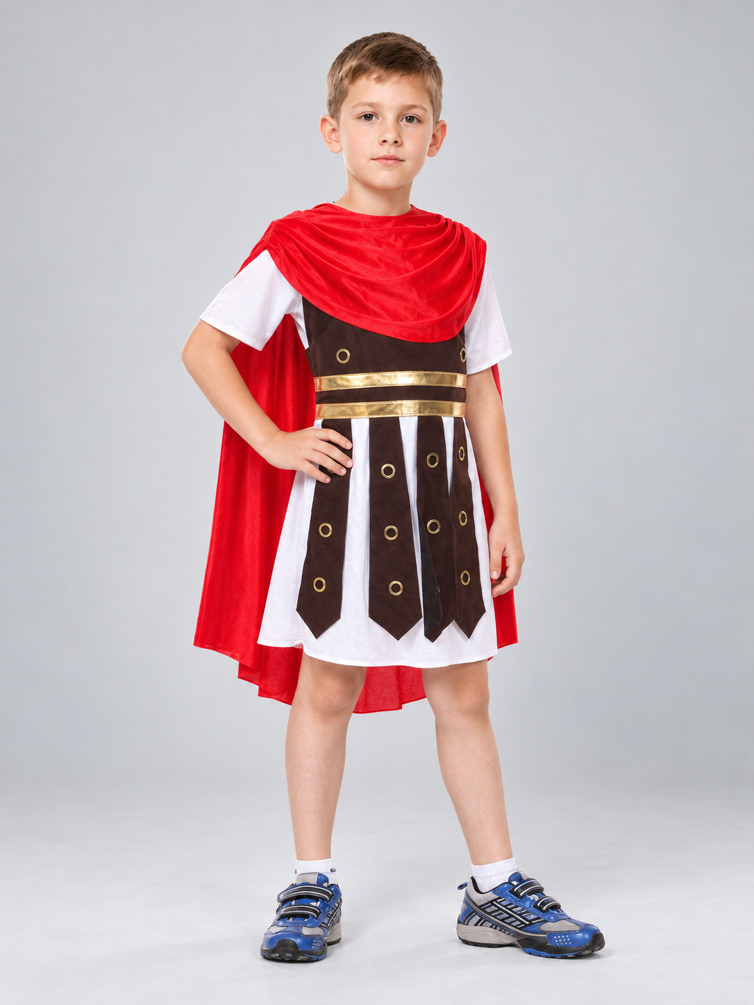 Kids' Warrior Carnival Costume with Red Cape