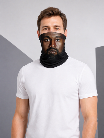 Halloween Mask with a Realistic Face and Black Beard Costume Masks detail