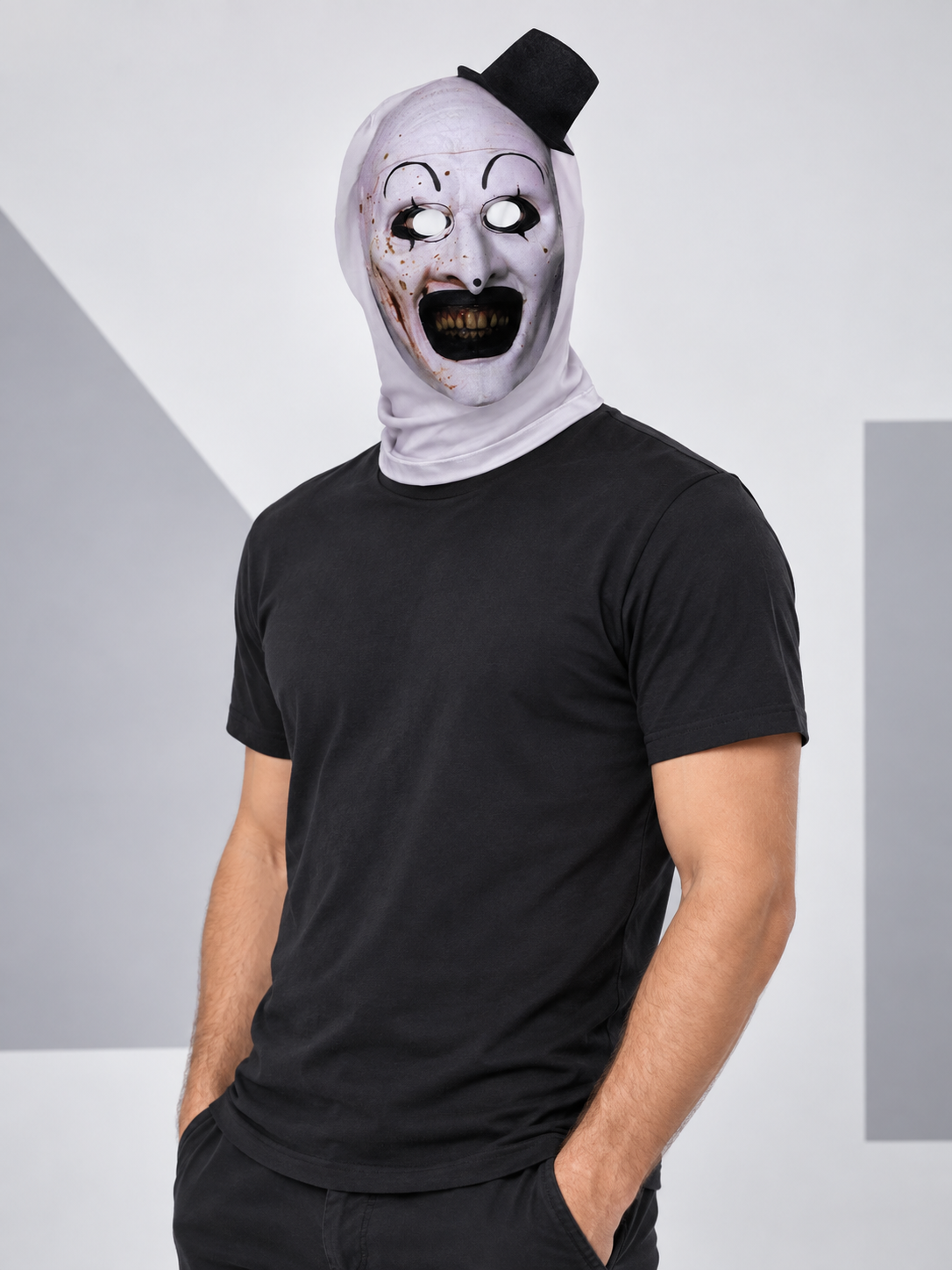 Carnival Clown Print Balaclava Mask with Top Hat