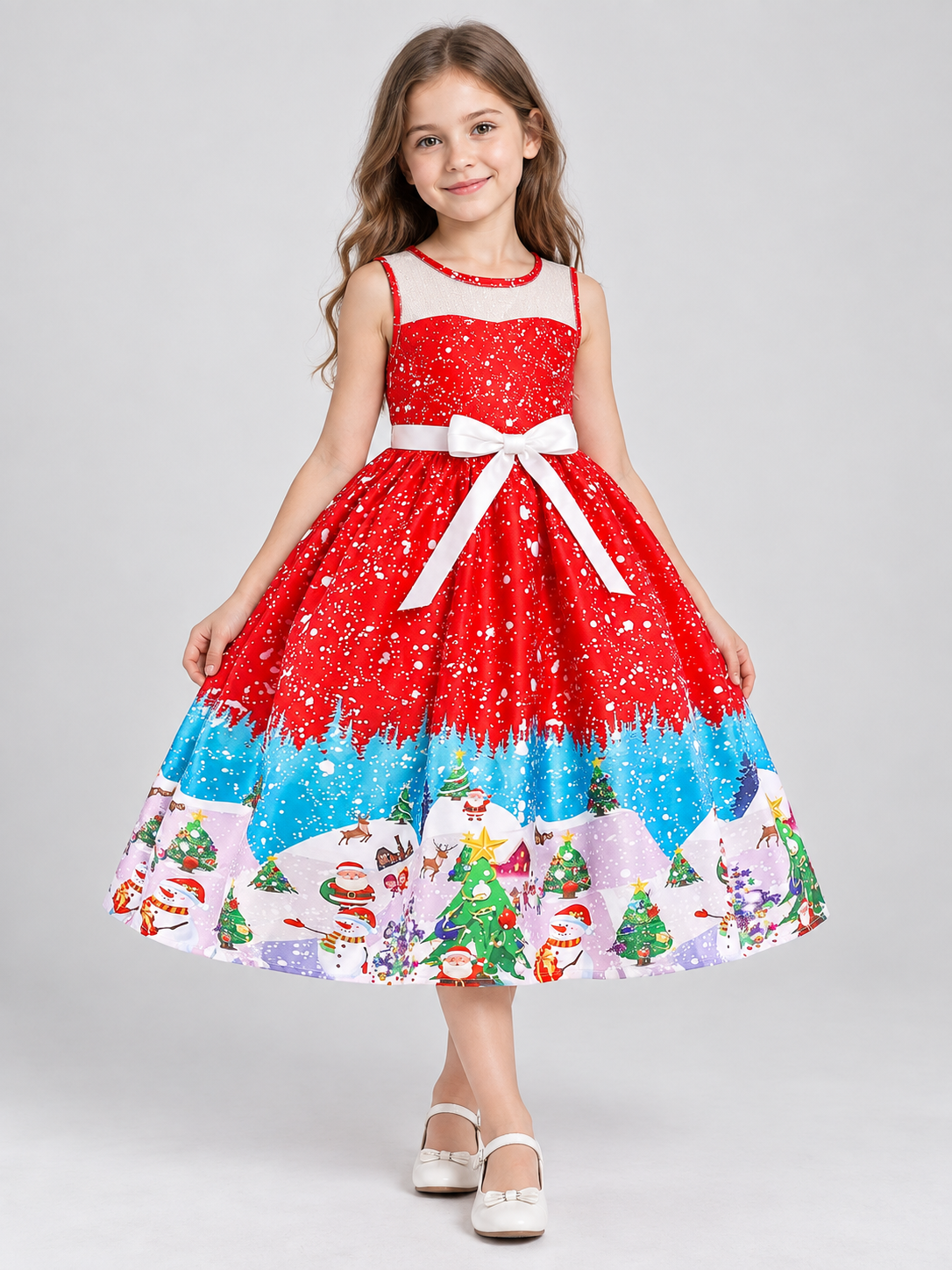 Children's festive dress with a Christmas print Costume Dresses detail