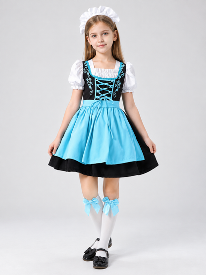 Kids' Bavarian-Style Costume with Apron and Knee-High Socks