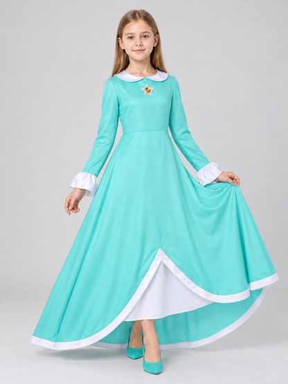 Turquoise Carnival Dress with Star Brooch Costume Dresses detail