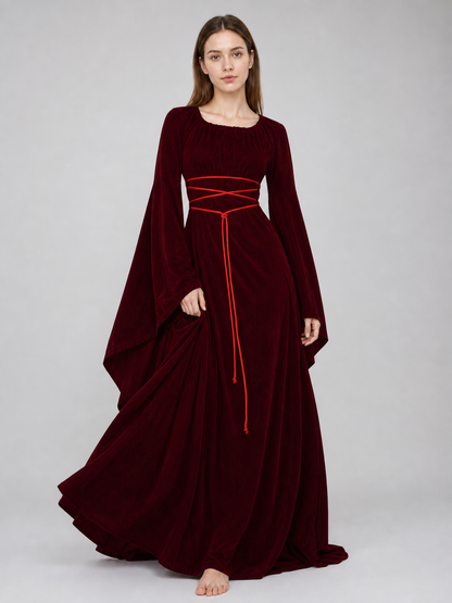 Maxi Dress with Corset Lacing and Ruffles