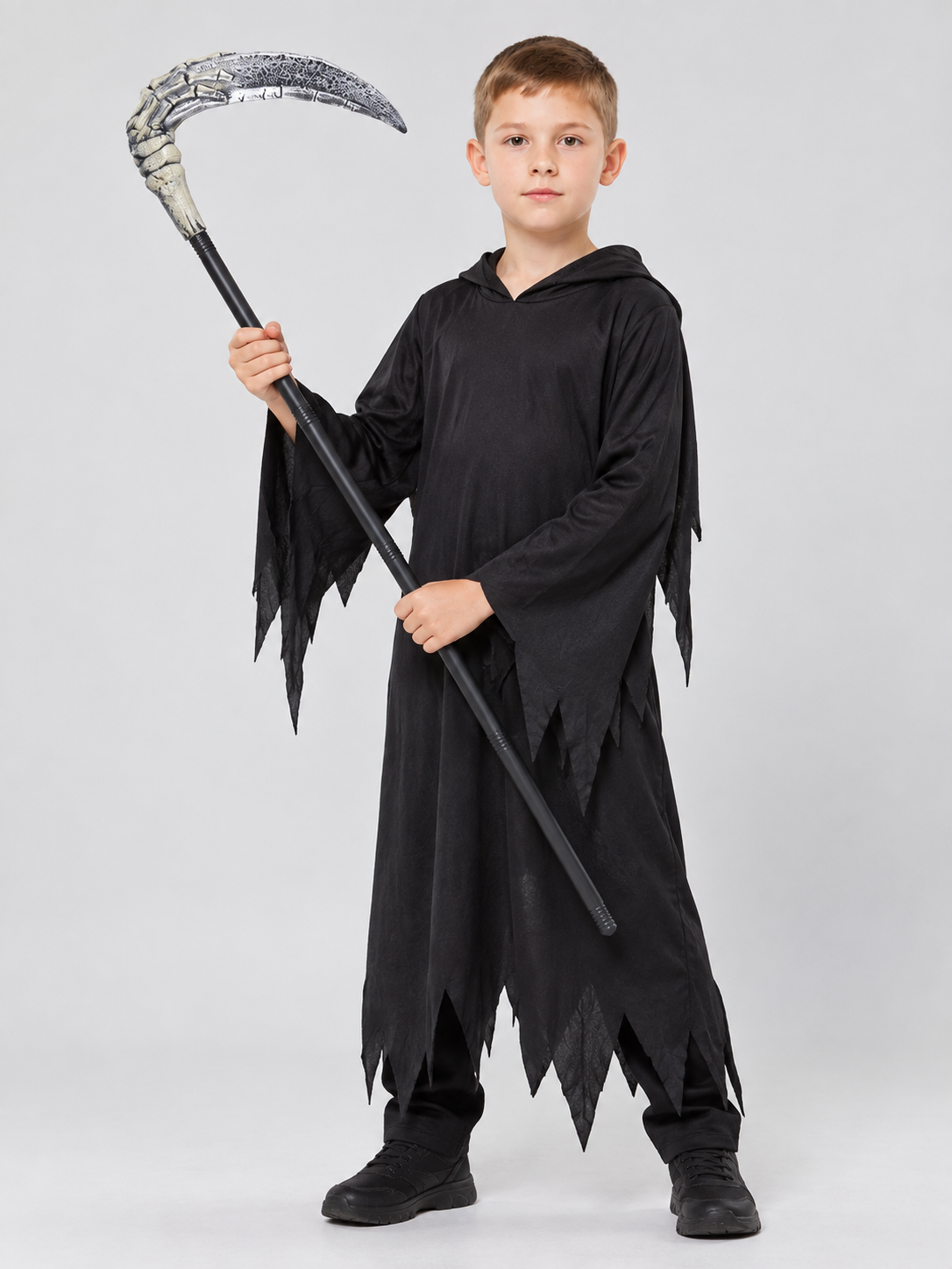 Black Detachable Reaper Scythe Prop with Silver Blade, 117 cm