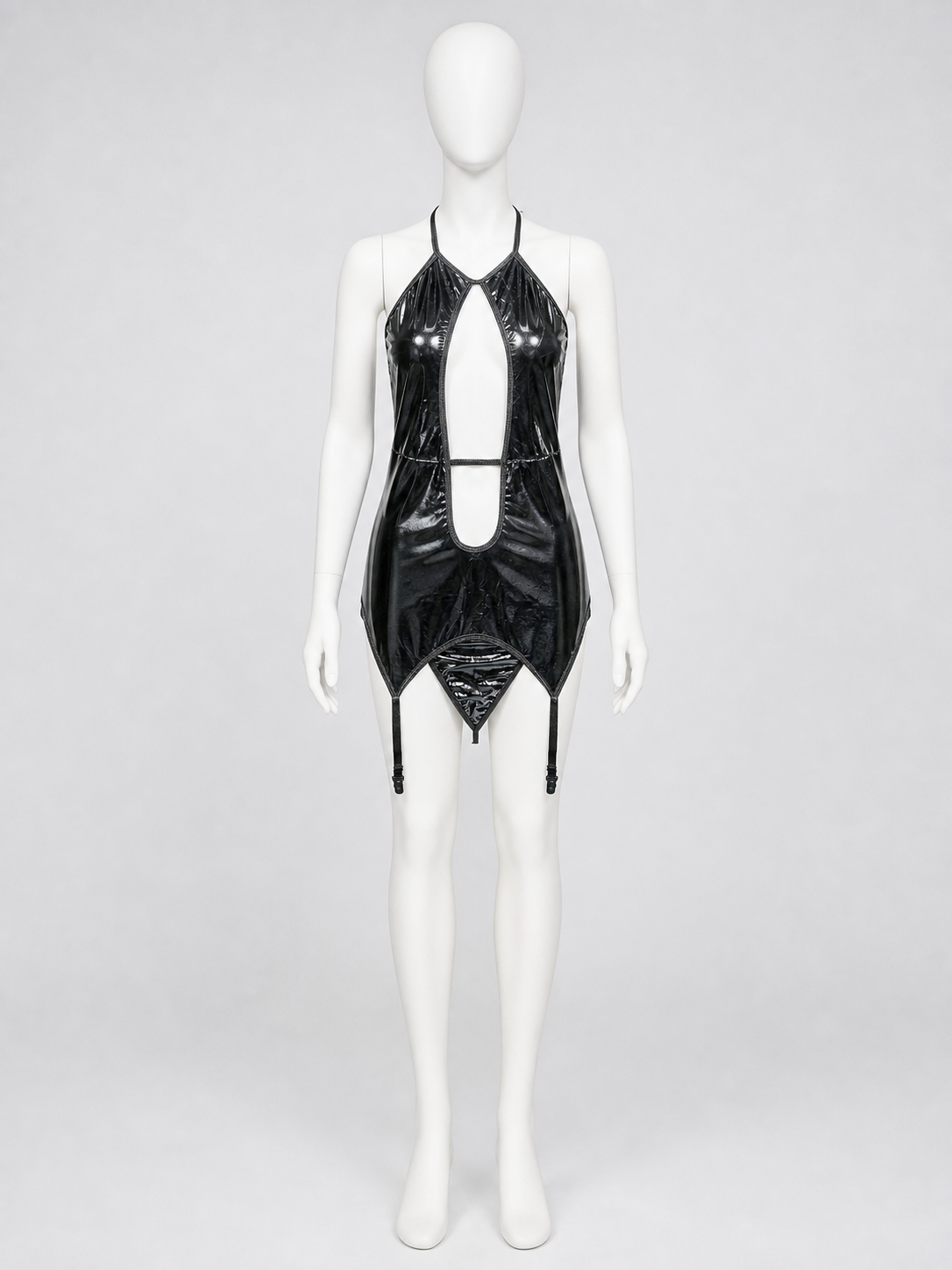 Black Erotic Cutout Bodysuit with Straps