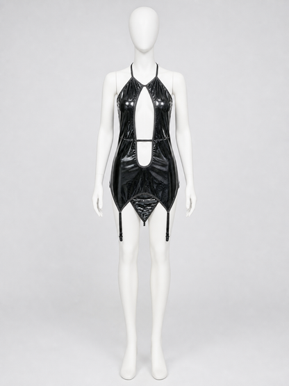 Black Erotic Cutout Bodysuit with Straps