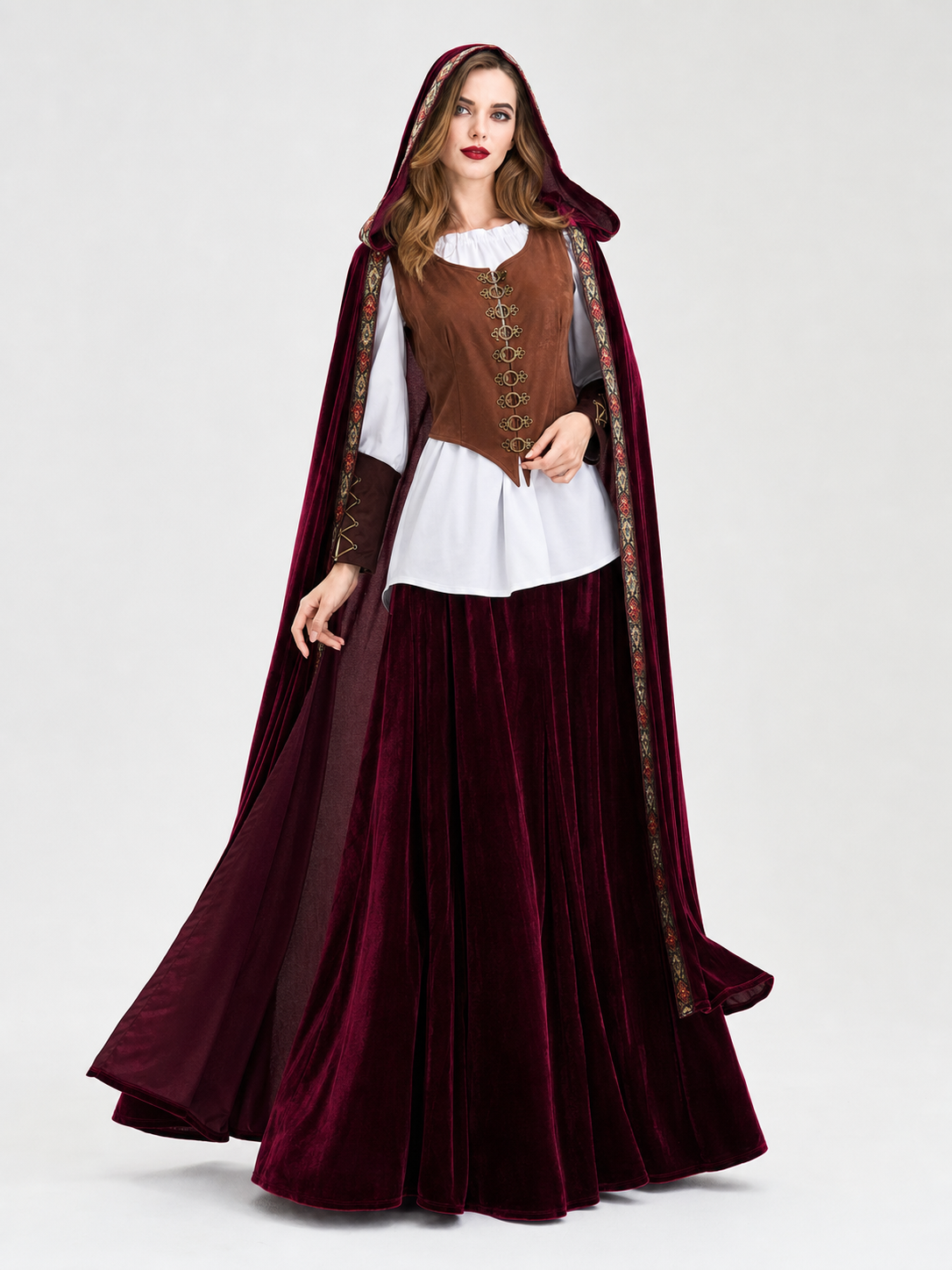 Gothic Vampire Costume with Cape and Long Skirt