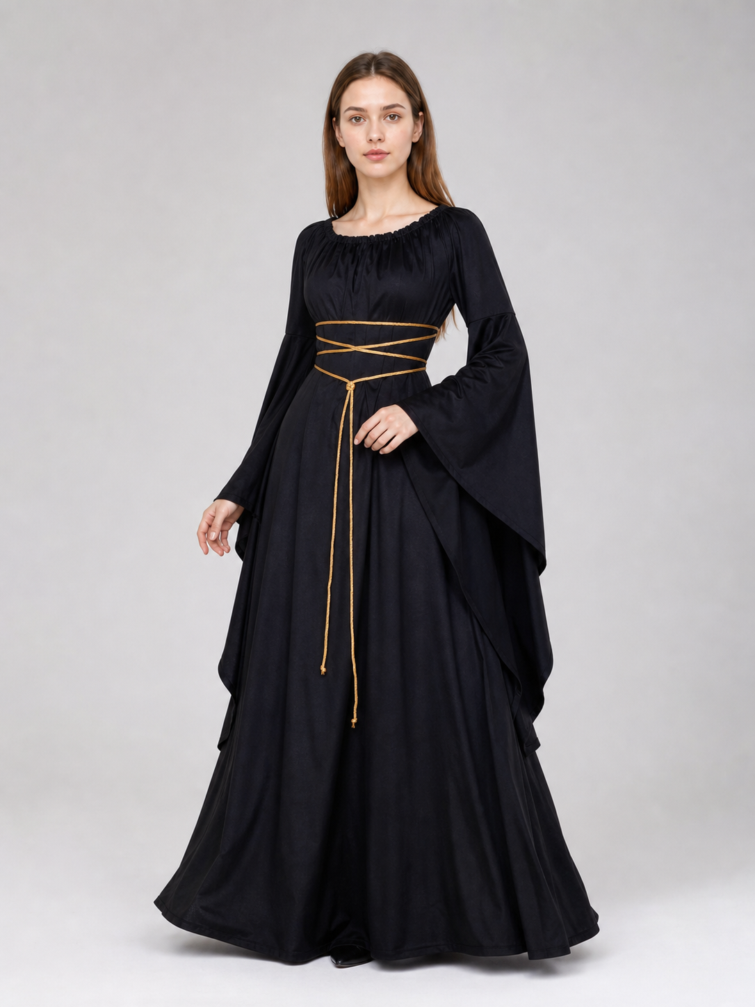 Gothic Maxi Dress with Long Sleeves