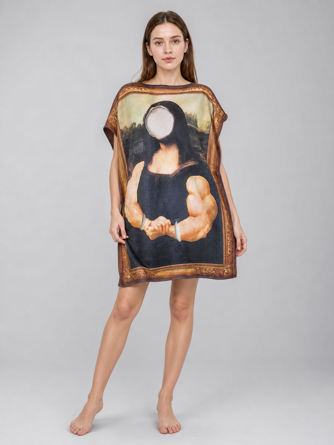 Art-style shoes with a Mona Lisa print