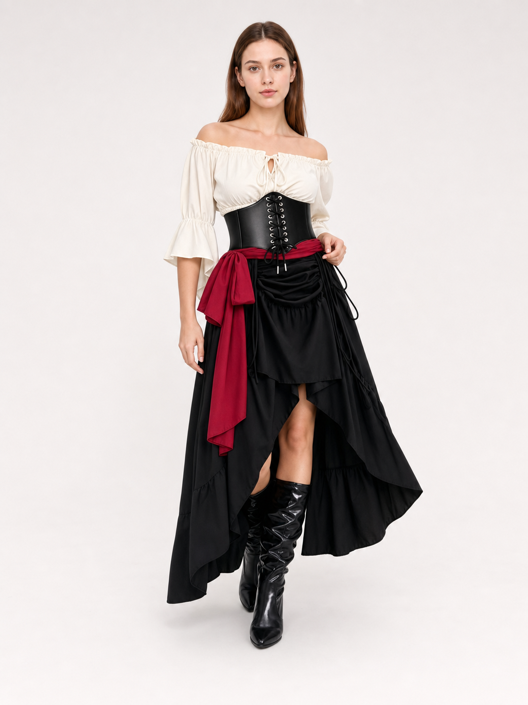 Pirate Costume with Corset and Layered Skirt