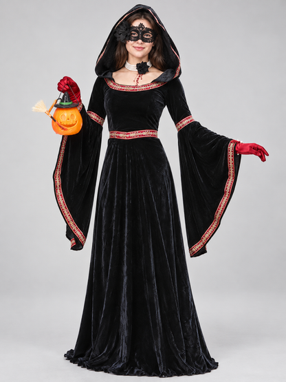 Halloween Witch Costume with Hooded Dress