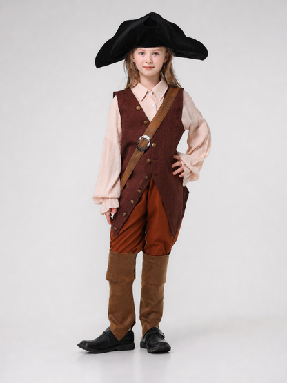 Pirate Costume with Vest and Tricorn Hat