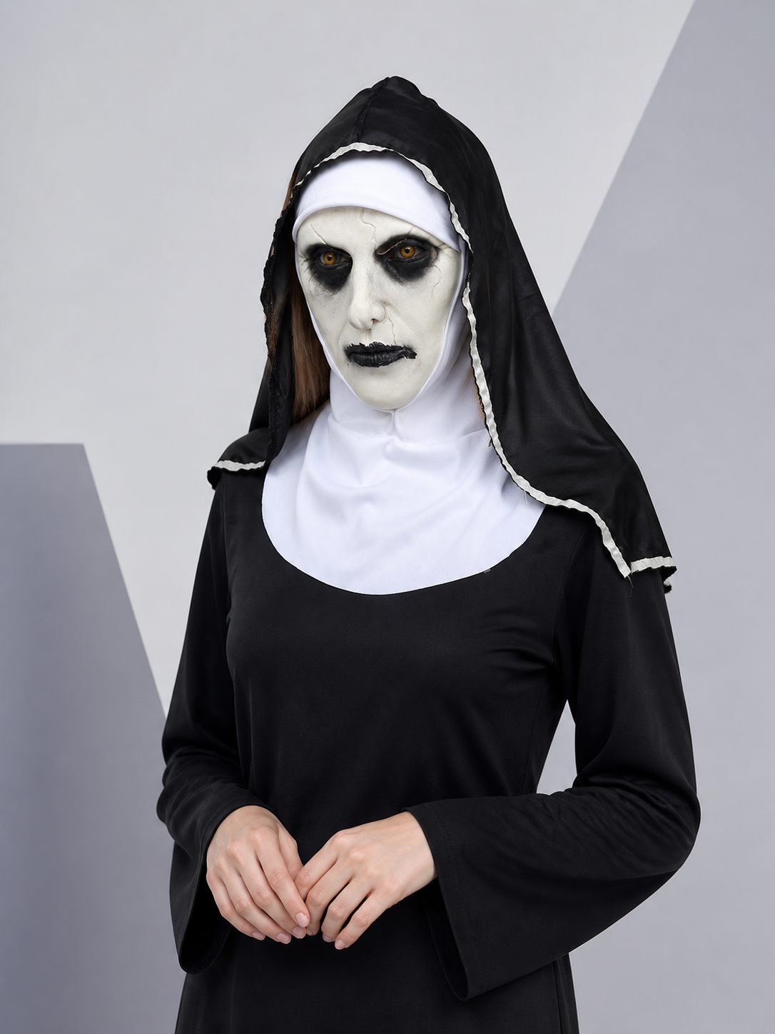 Scary Halloween Nun Mask with Black Veil