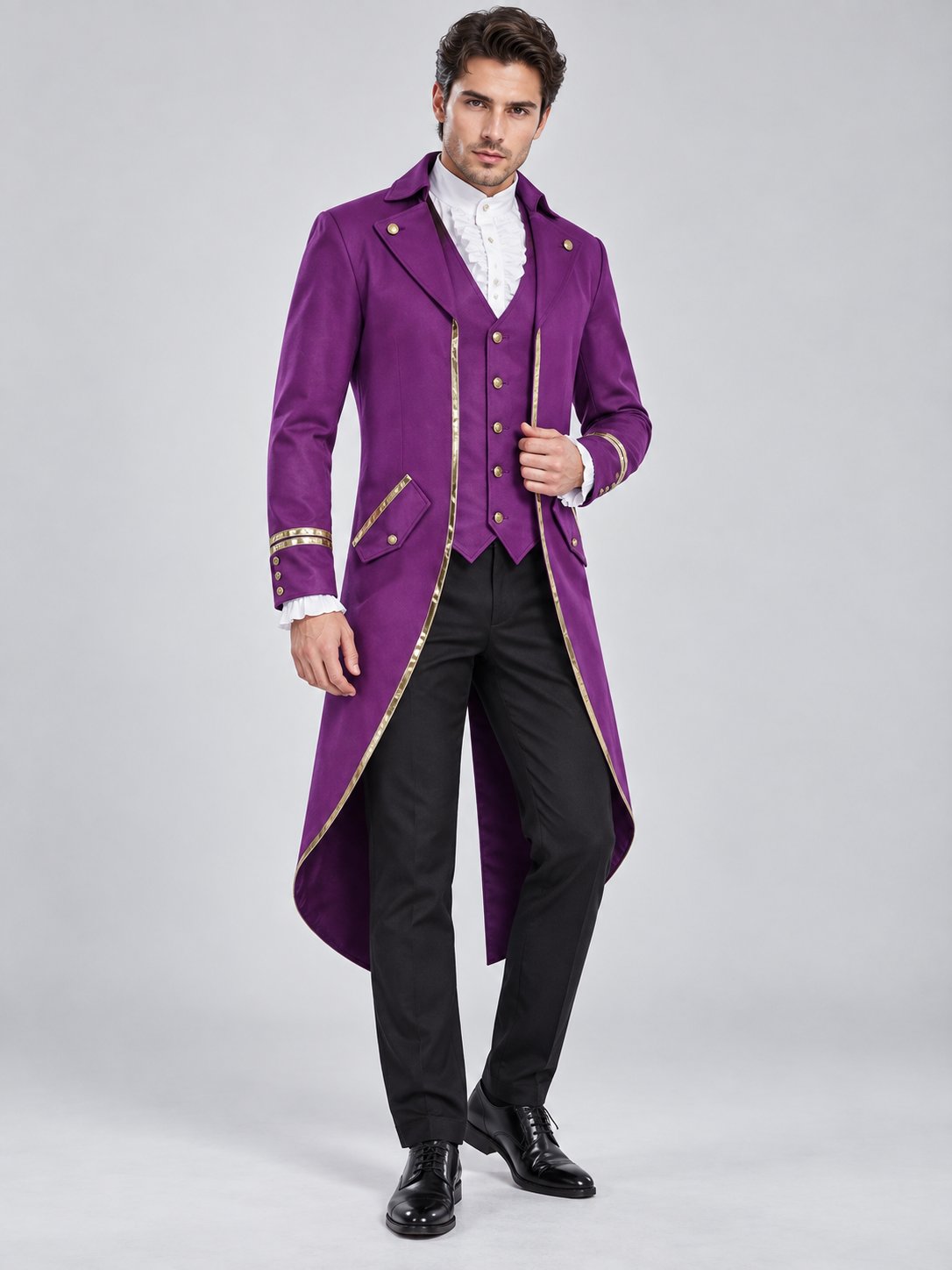 Purple Carnival Tailcoat with Gold Trim